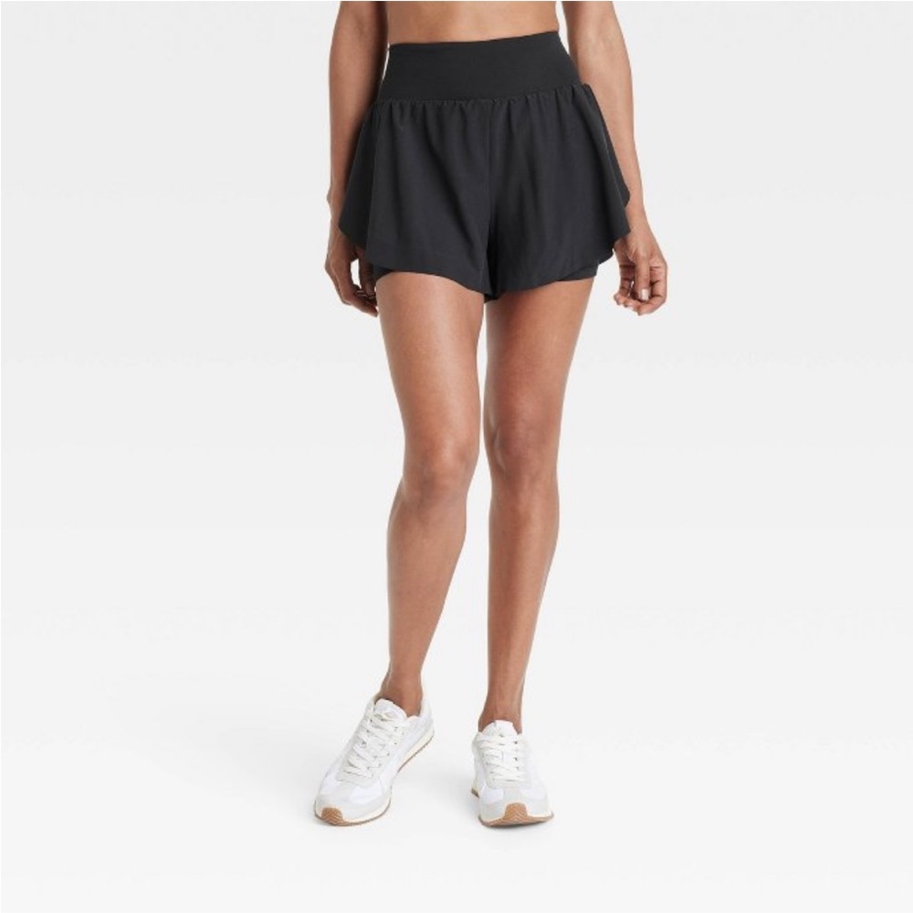 Women’s Active Light High Rise 2in1 Flutter Run Shorts 3” all in motion Black
